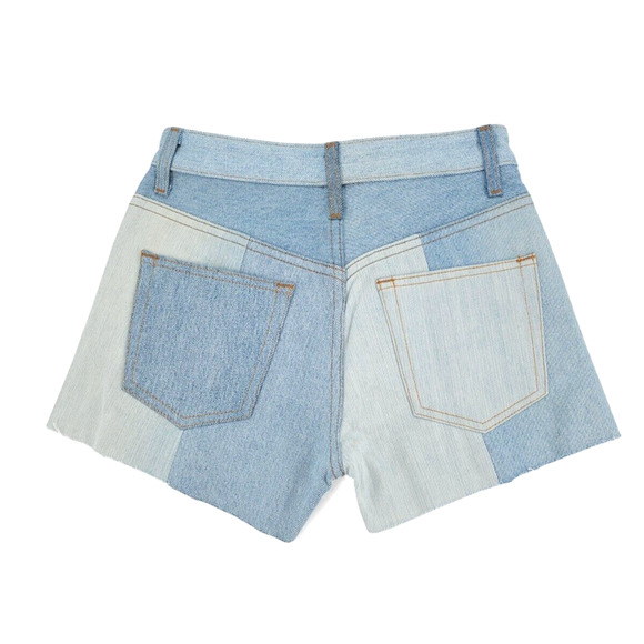 EB DENIM Patchwork Jean Shorts‎ Sz 25 | Upcycled Vintage Look Street Style - Picture 3 of 5